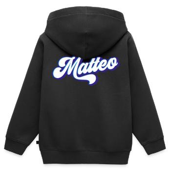 Matteo | Farben änderbar - Kinder Premium Organic Zip Hoodie - Schwarz - Hinten - AI Model Kid Male (0cm)