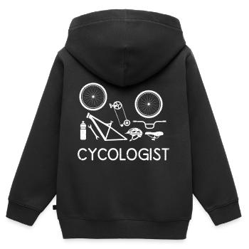Cycologist Bicycle bike Fahrrad Rad Rennrad racing - Kinder Premium Organic Zip Hoodie - Schwarz - Hinten - AI Model Kid Male (0cm)