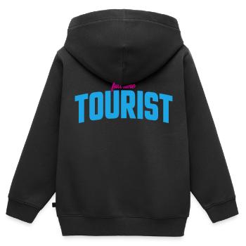 Touriste à temps plein | Couleurs changeantes - Sweat Premium à capuche zippé enfant bio - noir - Dos - AI Model Kid Male (0cm)