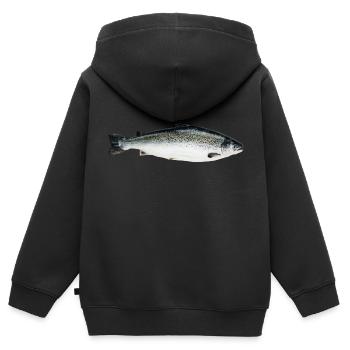 saumon - Sweat Premium à capuche zippé enfant bio - noir - Dos - AI Model Kid Male (0cm)