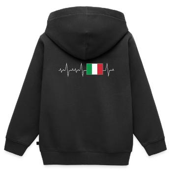 cadeaux de fréquence cardiaque rythme cardiaque drapeau italien - Sweat Premium à capuche zippé enfant bio - noir - Dos - AI Model Kid Male (0cm)
