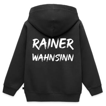 Rainer Wahnsinn - Kinder Premium Organic Zip Hoodie - Schwarz - Hinten - AI Model Kid Male (0cm)