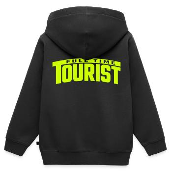 Touriste à temps plein | Couleur changeable - Sweat Premium à capuche zippé enfant bio - noir - Dos - AI Model Kid Male (0cm)