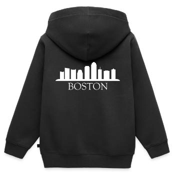 horizon boston - Sweat Premium à capuche zippé enfant bio - noir - Dos - AI Model Kid Male (0cm)