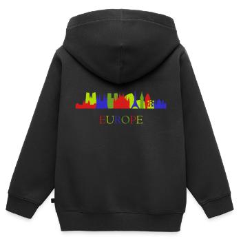 europe horizon - Sweat Premium à capuche zippé enfant bio - noir - Dos - AI Model Kid Male (0cm)