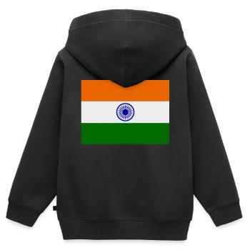 india flag - Kids Premium Organic Zip-up Hoodie - black - Back - AI Model Kid Male (0cm)