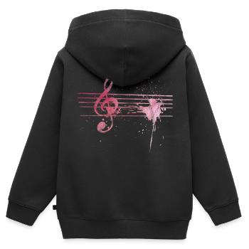 Musique cadeau clé de sol clef - Sweat Premium à capuche zippé enfant bio - noir - Dos - AI Model Kid Male (0cm)