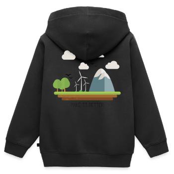 faire mieux B - Sweat Premium à capuche zippé enfant bio - noir - Dos - AI Model Kid Male (0cm)