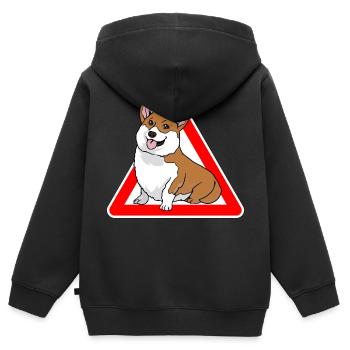 Welsh Corgi Pembroke Cardigan Dog - Kids Premium Organic Zip-up Hoodie - black - Back - AI Model Kid Male (0cm)