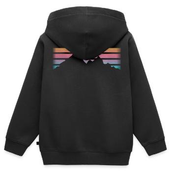 MONTAGNES - RANDONNÉE - RETRO Stripes - Sweat Premium à capuche zippé enfant bio - noir - Dos - AI Model Kid Male (0cm)