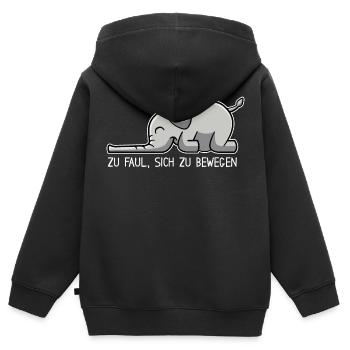 Elefant - zu faul, sich zu bewegen - Kinder Premium Organic Zip Hoodie - Schwarz - Hinten - AI Model Kid Male (0cm)