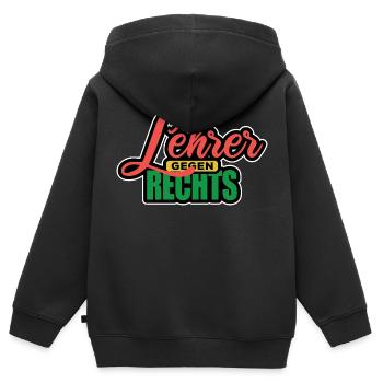 Lehrer Gegen Rechts - Gegen Rechts, gegen Hetze - Kinder Premium Organic Zip Hoodie - Schwarz - Hinten - AI Model Kid Male (0cm)