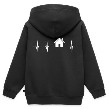 Maison ECG Pouls pouls - Sweat Premium à capuche zippé enfant bio - noir - Dos - AI Model Kid Male (0cm)