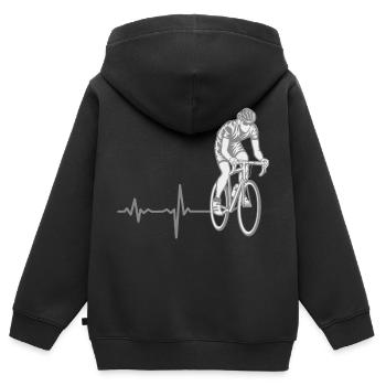 Shirt Geschenk Heartbeat Fahrrad Radrennen - Kinder Premium Organic Zip Hoodie - Schwarz - Hinten - AI Model Kid Male (0cm)