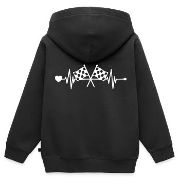 Racingflag - Amateurs de courses automobiles - Heartbeat - Sweat Premium à capuche zippé enfant bio - noir - Dos - AI Model Kid Male (0cm)