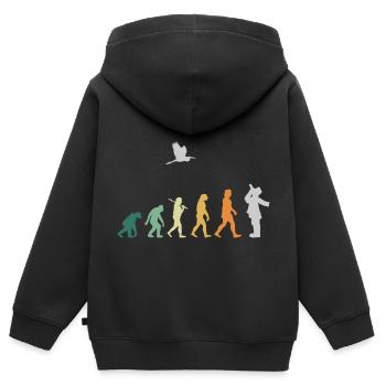 Observation des oiseaux d'ornithologie - Evolution Retro - Sweat Premium à capuche zippé enfant bio - noir - Dos - AI Model Kid Male (0cm)