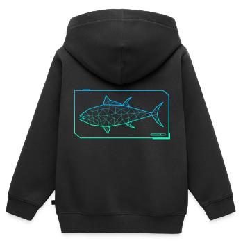 Pêche au thon Polygone Poisson Pêcheur en haute mer - Sweat Premium à capuche zippé enfant bio - noir - Dos - AI Model Kid Male (0cm)
