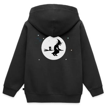 Die Hexe / Die Hexe - Kinder Premium Organic Zip Hoodie - Schwarz - Hinten - AI Model Kid Male (0cm)
