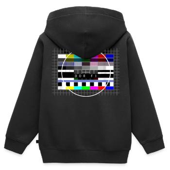 Gdr photo de test Retro Ostalgie 80s - Sweat Premium à capuche zippé enfant bio - noir - Dos - AI Model Kid Male (0cm)