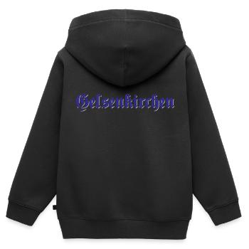 Texte de Gelsenkirchen | Couleurs changeantes - Sweat Premium à capuche zippé enfant bio - noir - Dos - AI Model Kid Male (0cm)
