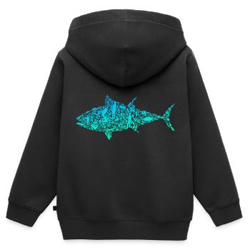 Tuna Fishing Fish colored Deep-sea anglers Fish - Kids Premium Organic Zip-up Hoodie - black - Back - AI Model Kid Male (0cm)