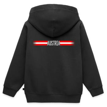 Österreich Flagge/Banner 006 AllroundDesigns - Kinder Premium Organic Zip Hoodie - Schwarz - Hinten - AI Model Kid Male (0cm)