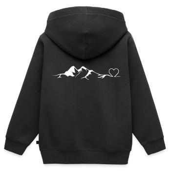Montagnes - Alpes - Randonnée - Amour - Cœur - Sweat Premium à capuche zippé enfant bio - noir - Dos - AI Model Kid Male (0cm)