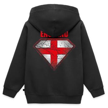 England Superheld Flagge Vintage Retro Symbol - Kinder Premium Organic Zip Hoodie - Schwarz - Hinten - AI Model Kid Male (0cm)