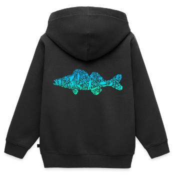 Zander Pêche Poisson Coloré Poisson Prédateur Pêcheur - Sweat Premium à capuche zippé enfant bio - noir - Dos - AI Model Kid Male (0cm)