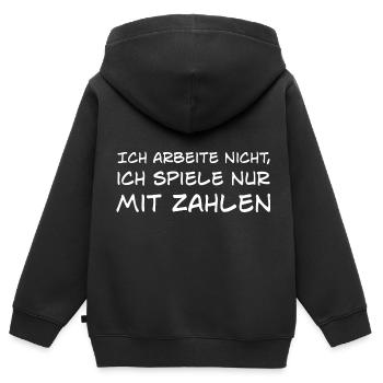Ich arbeite nicht ich spiele mit Zahlen Lustig - Kinder Premium Organic Zip Hoodie - Schwarz - Hinten - AI Model Kid Male (0cm)