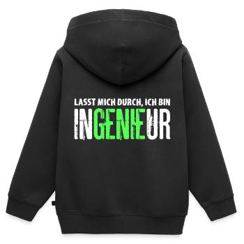Lasst Mich Durch Ich Bin Ingenieur - Kinder Premium Organic Zip Hoodie - Schwarz - Hinten - AI Model Kid Male (0cm)