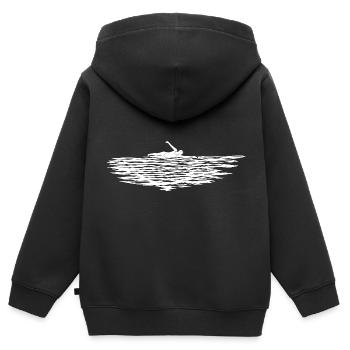 Schwimmen Schwimmer Schwimmbad Freibad Schwimmerin - Kinder Premium Organic Zip Hoodie - Schwarz - Hinten - AI Model Kid Male (0cm)