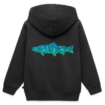 Trout Fishing Fish colored Trout Angler - Kids Premium Organic Zip-up Hoodie - black - Back - AI Model Kid Male (0cm)