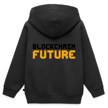 Blockchain Pixel Kryptowährung Bitcoin - Kinder Premium Organic Zip Hoodie - Schwarz - Hinten - AI Model Kid Male (0cm)