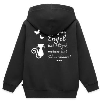 Engel | Flügel | Schnurrhaare | Katze | Katzen - Kinder Premium Organic Zip Hoodie - Schwarz - Hinten - AI Model Kid Male (0cm)