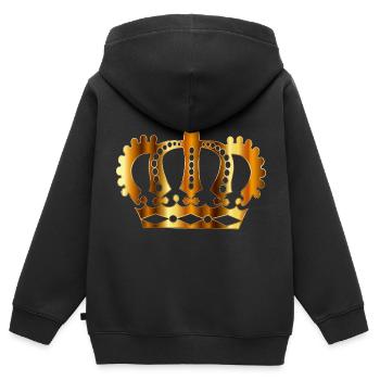 krone crown koenig king castle schloss tower burg2 - Kinder Premium Organic Zip Hoodie - Schwarz - Hinten - AI Model Kid Male (0cm)