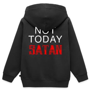 Heute nicht Satan!! - Kinder Premium Organic Zip Hoodie - Schwarz - Hinten - AI Model Kid Male (0cm)