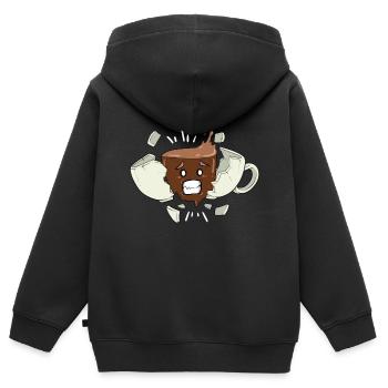 Kaffee Koffein Schock! Koffeinsucht Kaffeeliebe - Kinder Premium Organic Zip Hoodie - Schwarz - Hinten - AI Model Kid Male (0cm)