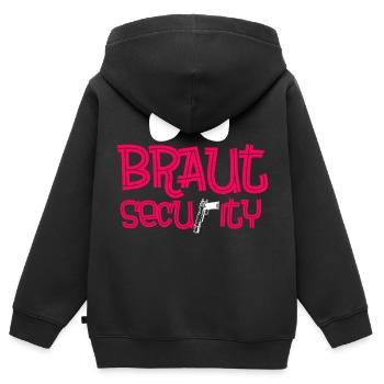 Braut security - Kinder Premium Organic Zip Hoodie - Schwarz - Hinten - AI Model Kid Male (0cm)