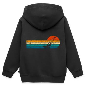 Windsurfer Windsurfing Surf rétro - Sweat Premium à capuche zippé enfant bio - noir - Dos - AI Model Kid Male (0cm)