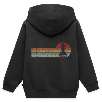 Échecs de jeu rétro échecs échecs mat - Sweat Premium à capuche zippé enfant bio - noir - Dos - AI Model Kid Male (0cm)