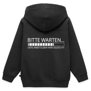 Bitte warten Datei Arbeitsleben wird gelöscht - Kinder Premium Organic Zip Hoodie - Schwarz - Hinten - AI Model Kid Male (0cm)