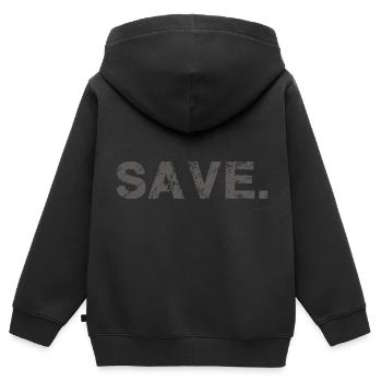 enregistrer,sécurisé,effacer,police,typo,gris - Sweat Premium à capuche zippé enfant bio - noir - Dos - AI Model Kid Male (0cm)