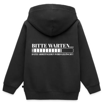 Bitte warten Datei Arbeitsleben wird gelöscht - Kinder Premium Organic Zip Hoodie - Schwarz - Hinten - AI Model Kid Male (0cm)