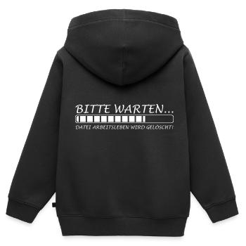 Bitte warten Datei Arbeitsleben wird gelöscht - Kinder Premium Organic Zip Hoodie - Schwarz - Hinten - AI Model Kid Male (0cm)