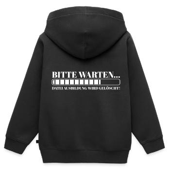 Bitte warten Datei Ausbildung wird gelöscht - Kinder Premium Organic Zip Hoodie - Schwarz - Hinten - AI Model Kid Male (0cm)