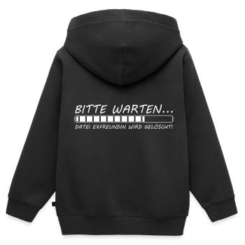 Bitte warten Datei Exfreundin wird gelöscht - Kinder Premium Organic Zip Hoodie - Schwarz - Hinten - AI Model Kid Male (0cm)