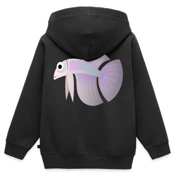 fish fish animal tiere1415 - Kinder Premium Organic Zip Hoodie - Schwarz - Hinten - AI Model Kid Male (0cm)