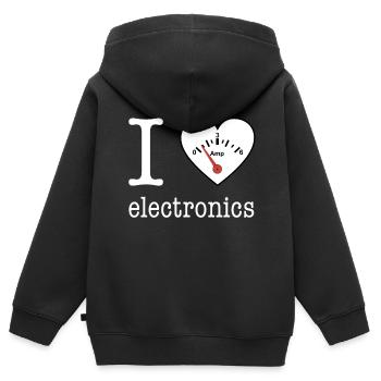 I love Electronics - electronics / gift idea - Kids Premium Organic Zip-up Hoodie - black - Back - AI Model Kid Male (0cm)