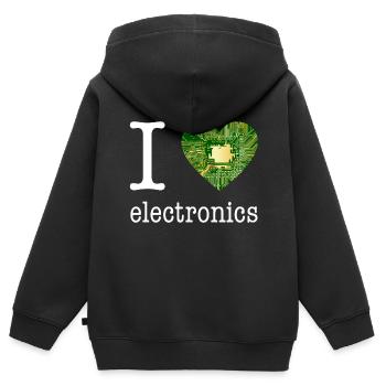 I love Electronics - electronics / gift idea - Kids Premium Organic Zip-up Hoodie - black - Back - AI Model Kid Male (0cm)
